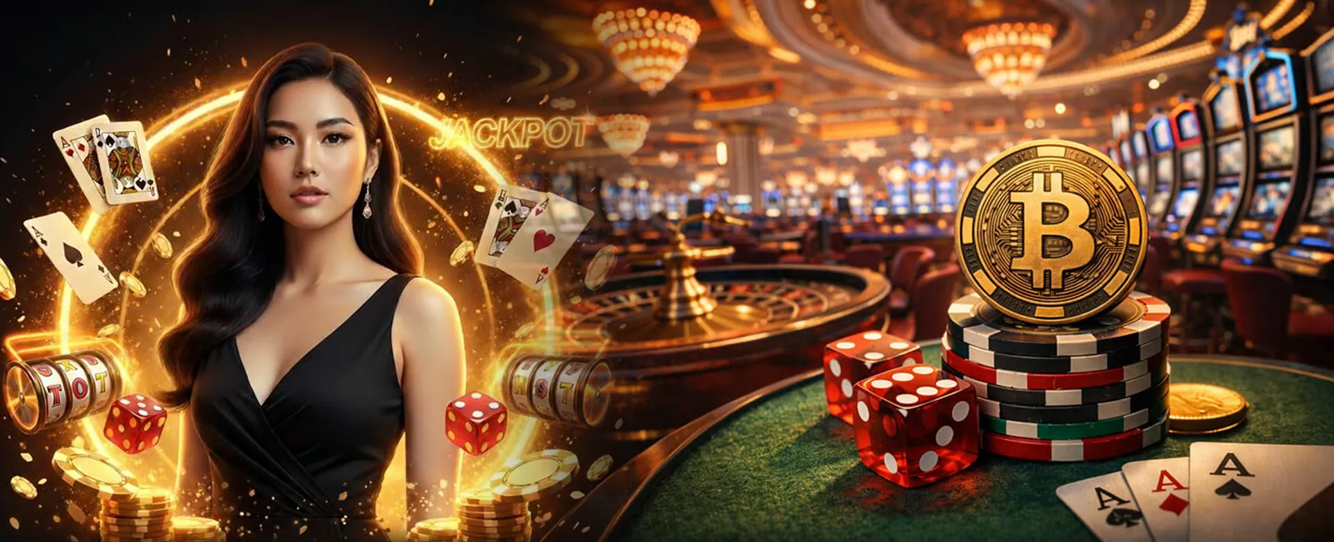 PHDream Poker tables with golden chips and cards